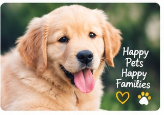 Happy pet family with puppy